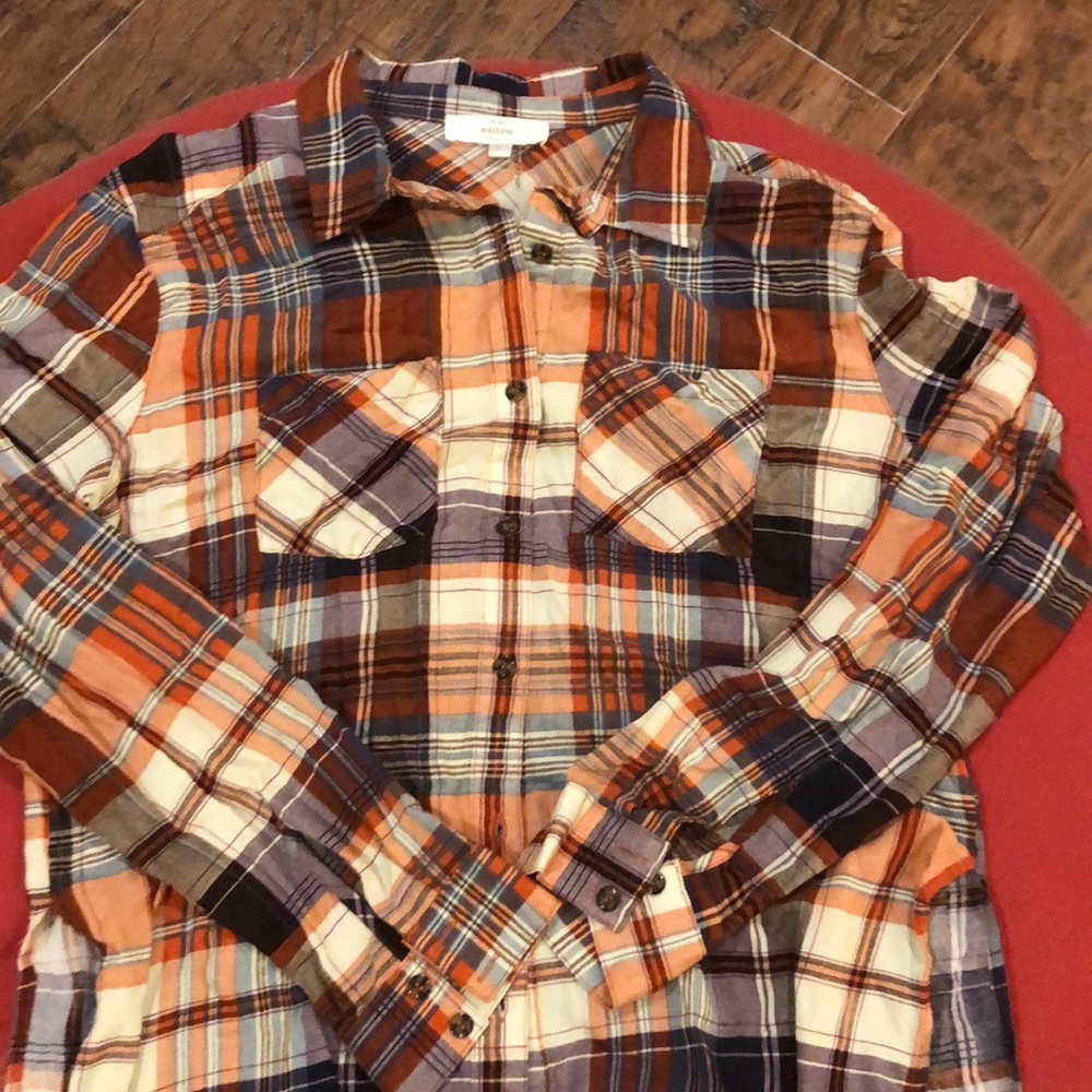 Enter Button Down Plaid Tunic